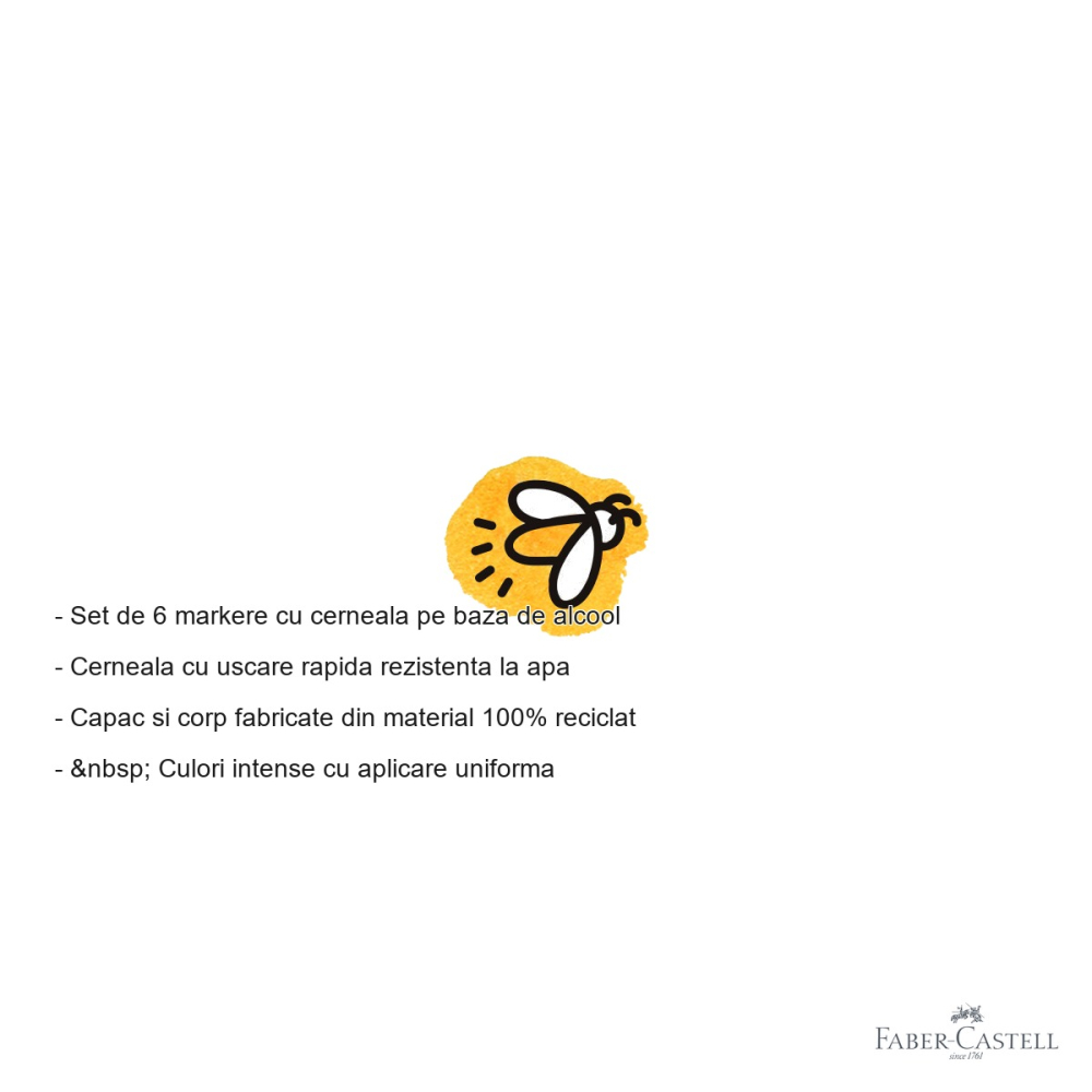 Set 6 markere sketch cu 2 capete Faber-Castell Goldfaber, varf pensula si liner, cerneala alcool [2]