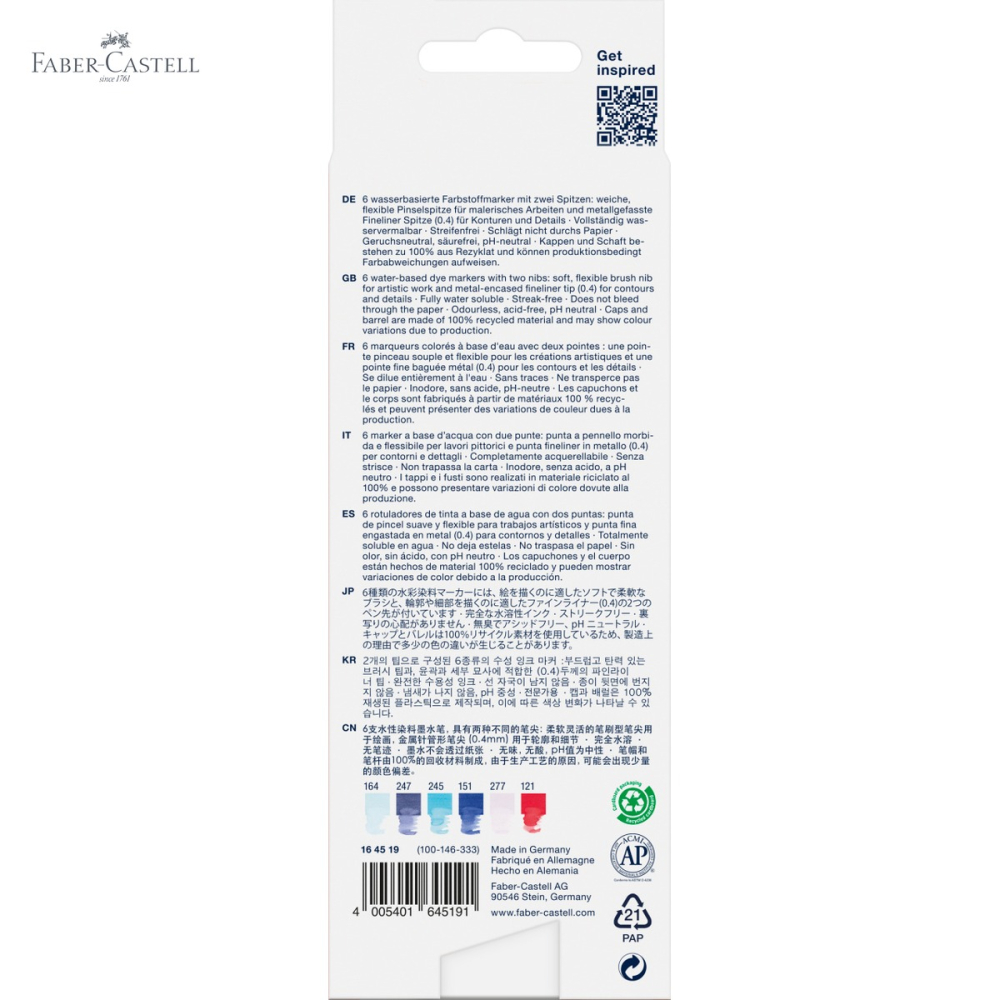 Set 6 markere solubile cu 2 capete Faber-Castell Goldfaber, lettering si desen artistic [5]