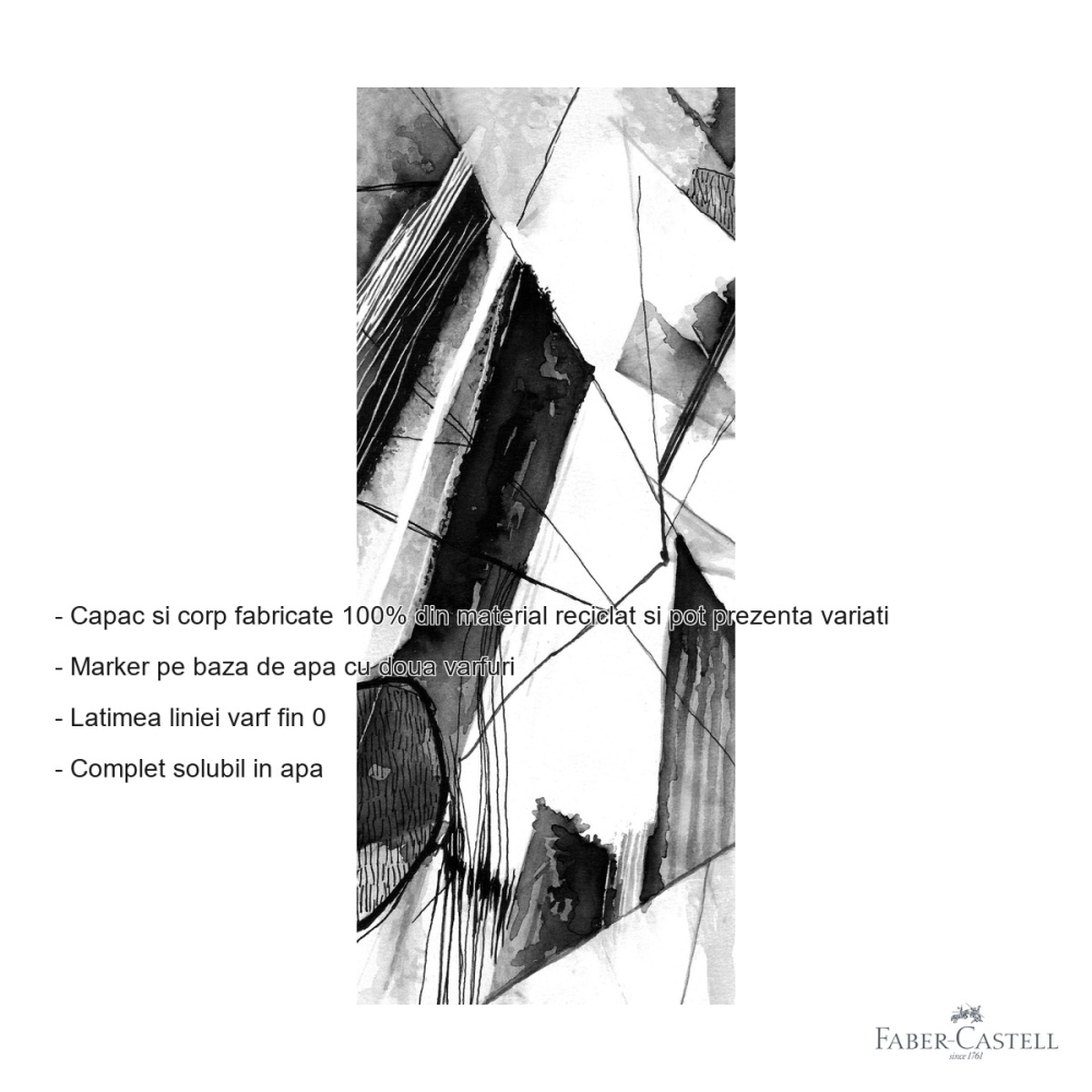 Set 6 markere solubile cu 2 capete Faber-Castell Goldfaber, tonuri de gri, pentru desen si ilustratie [2]