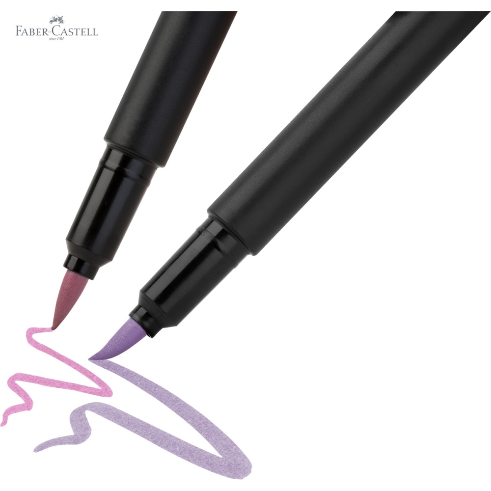 Set 6 markere tip pensula Faber-Castell Black Edition, culori pastel stralucitoare, pentru desen si ilustratie [5]