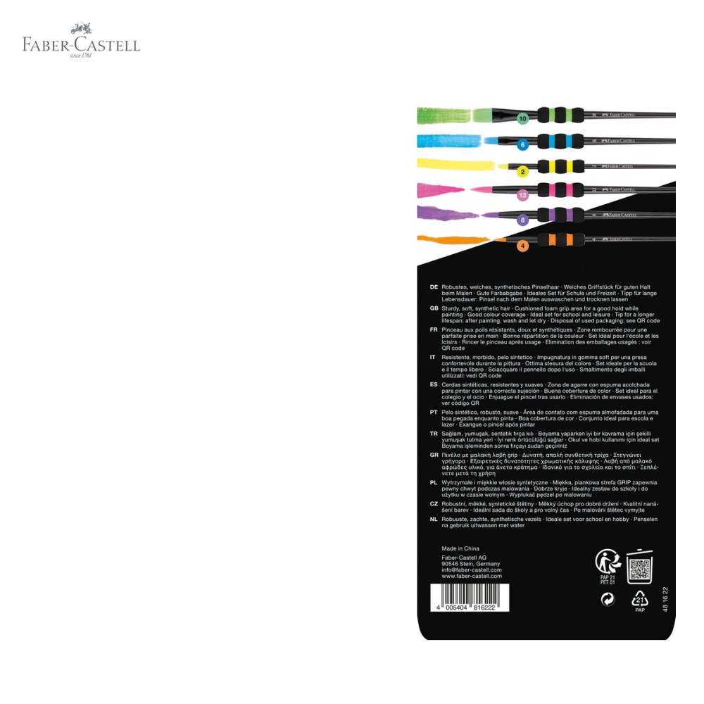 Set 6 pensule Faber-Castell Soft Touch Black, peri sintetici, marimi diferite, pentru pictura [5]
