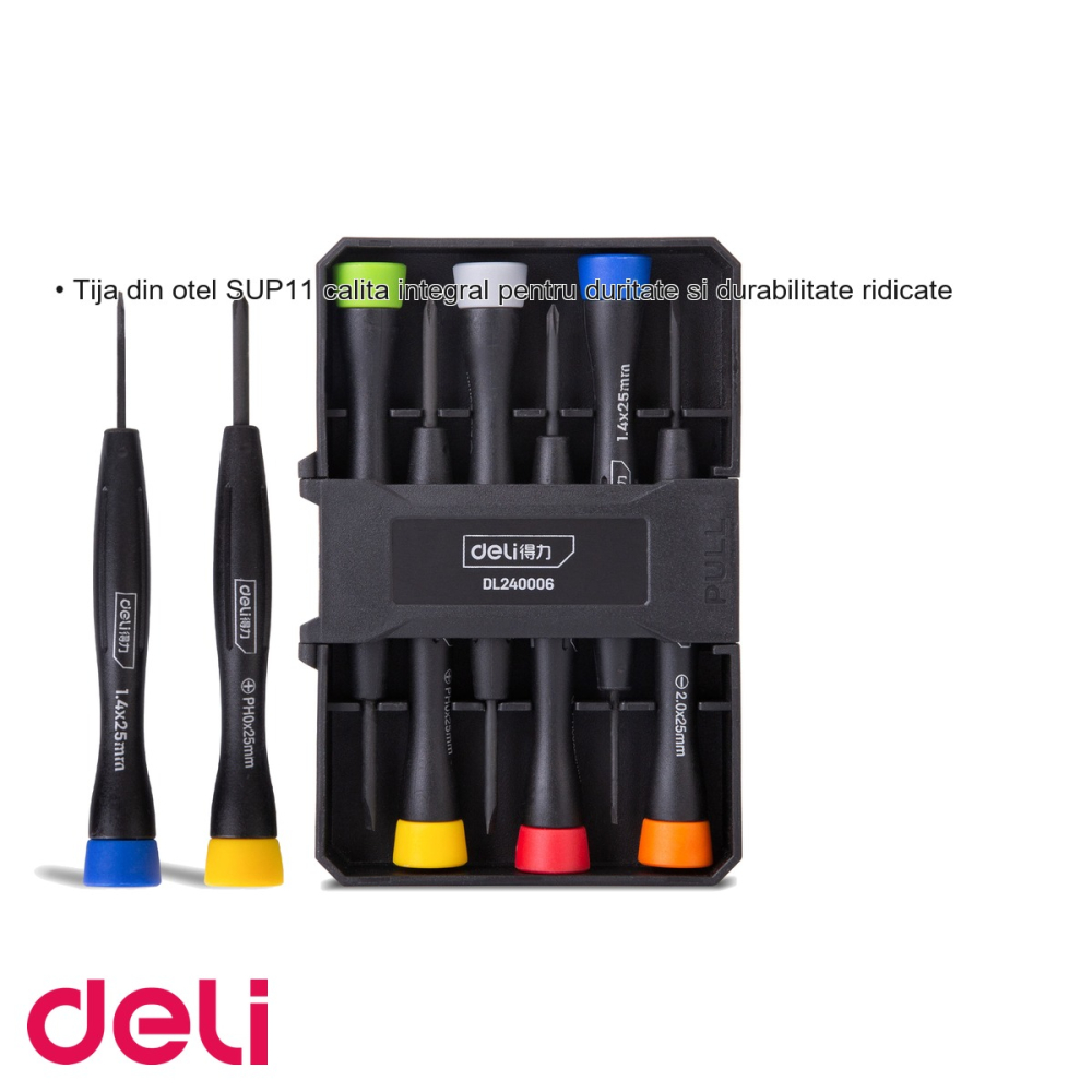 Set 6 surubelnite de precizie Deli, maner cauciuc-plastic ergonomic, pentru electronice si mecanica fina [3]