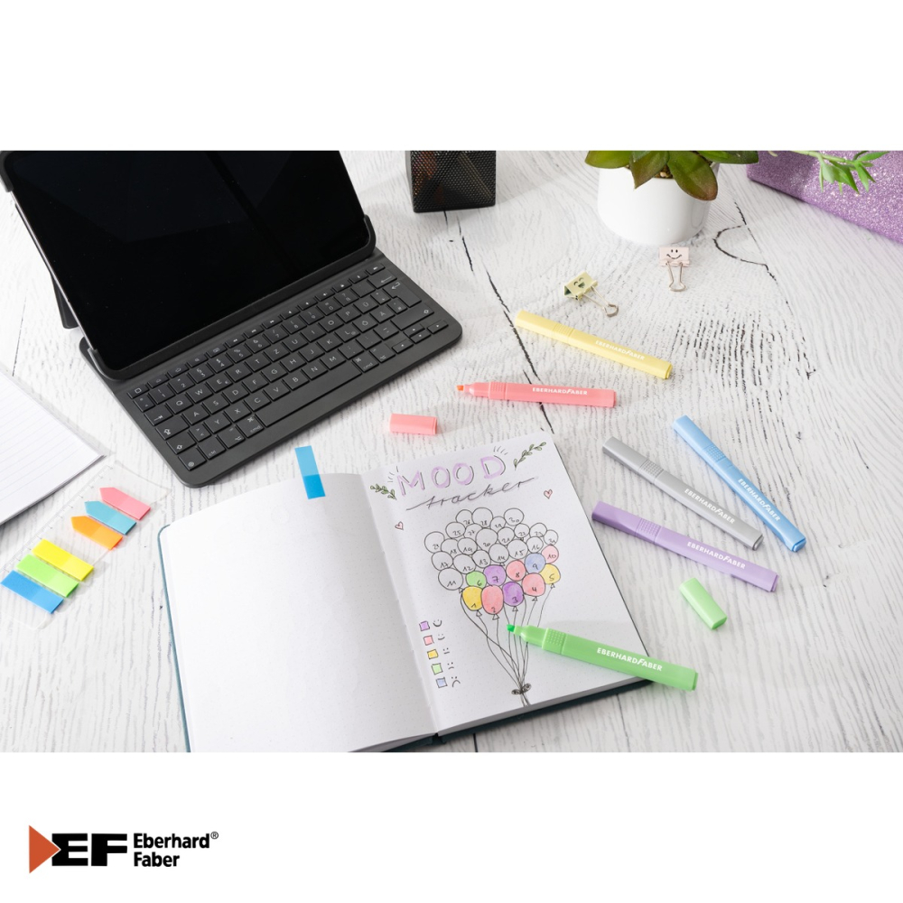 Set 6 textmarkere pastel Eberhard Faber, forma subtire patrata, varf tesit 1-4 mm, pentru evidentierea textelor [5]