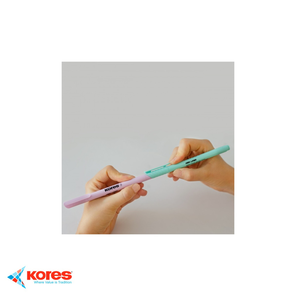 Set 6 textmarkere slim pastel Kores, varf tesit, culori delicate, pentru evidentiere documente si notite [4]