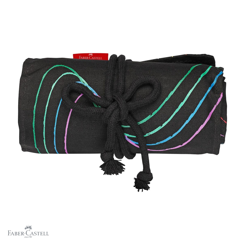 Set 72 creioane colorate Faber-Castell Black Edition, mina moale, ambalaj roll-up, pentru artisti si elevi [4]