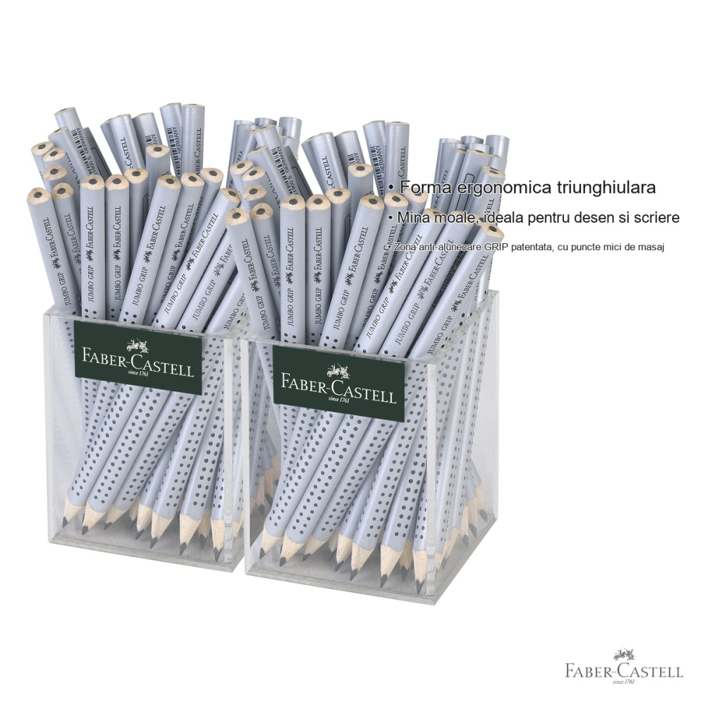 Set 72 creioane grafit Jumbo Faber-Castell, forma triunghiulara ergonomica, fara guma, pentru copii [3]