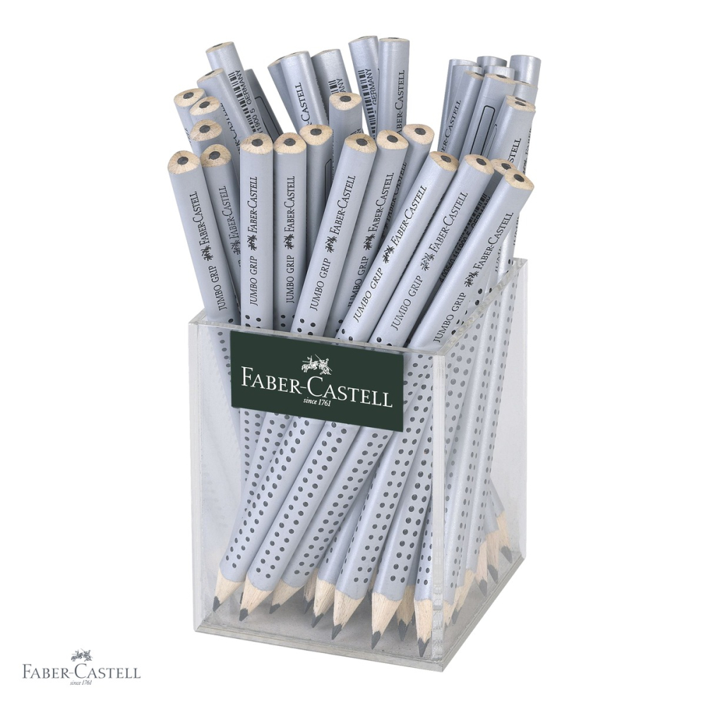 Set 72 creioane grafit Jumbo Faber-Castell, forma triunghiulara ergonomica, fara guma, pentru copii [4]