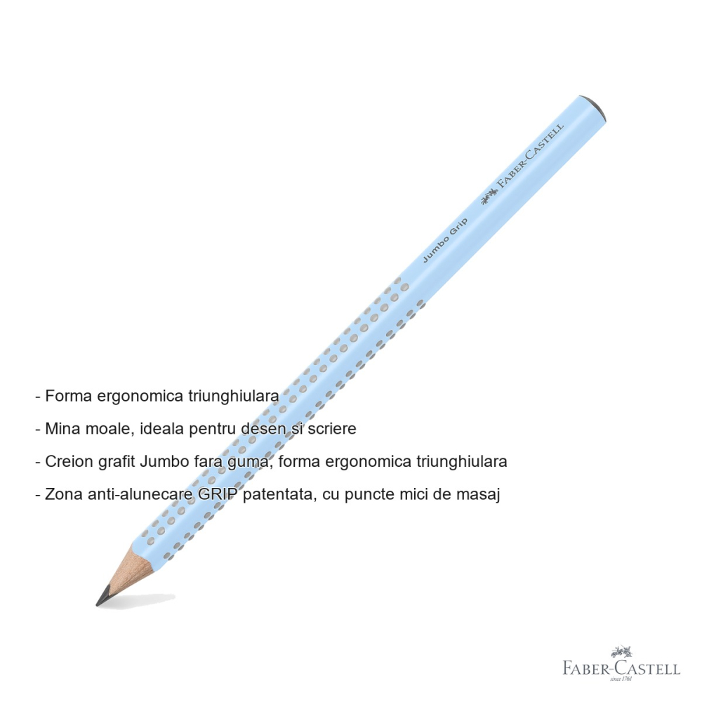 Set 72 creioane grafit Jumbo Grip Faber-Castell, forma triunghiulara ergonomica, fara radiera, pentru copii [2]