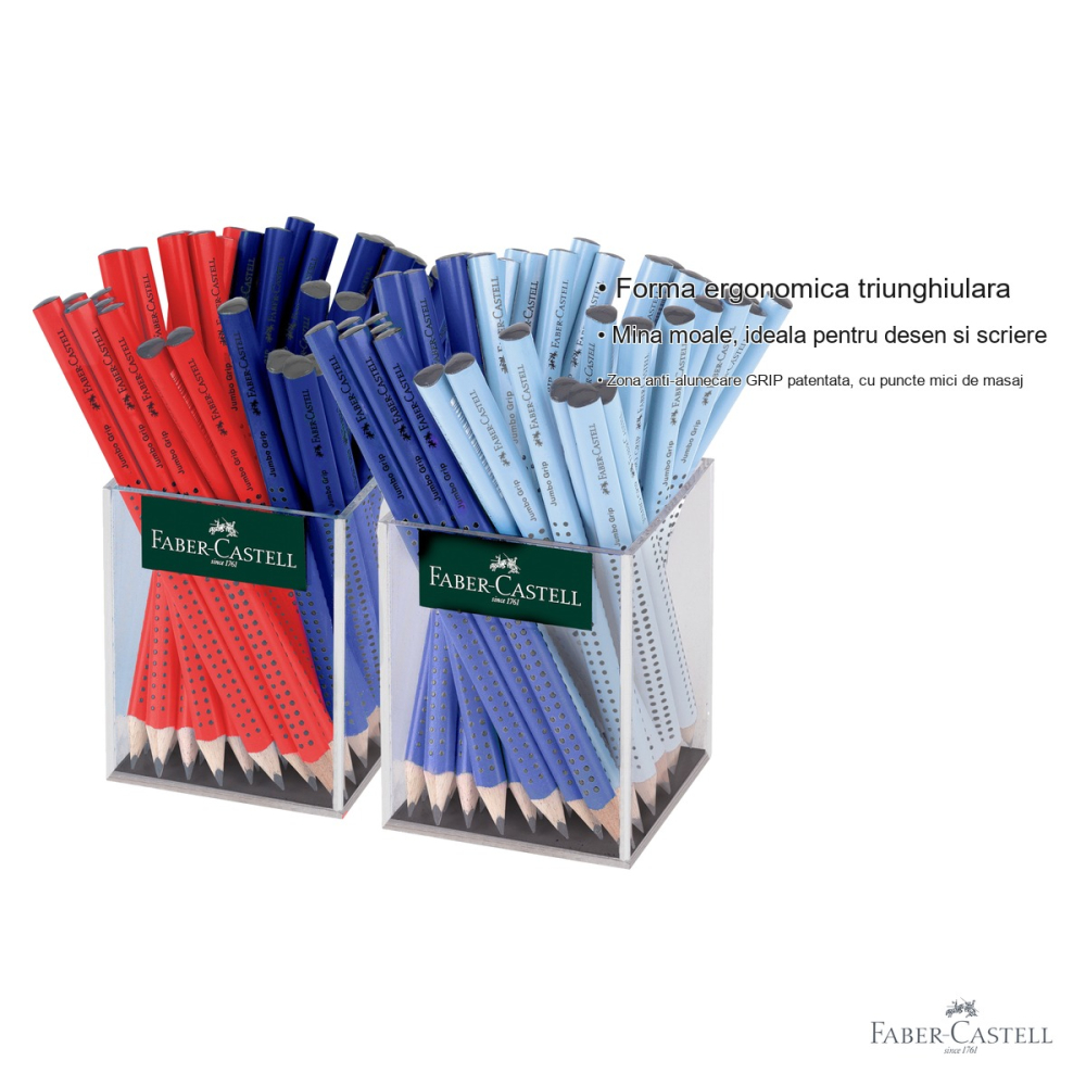 Set 72 creioane grafit Jumbo Grip Faber-Castell, forma triunghiulara ergonomica, fara radiera, pentru copii [3]