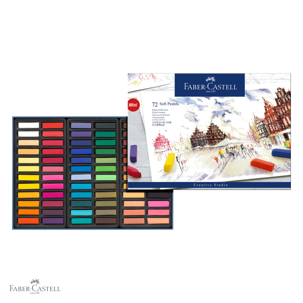 Set 72 creioane pastel soft mini Faber-Castell, format jumatate, pentru incepatori in desen si arta [4]