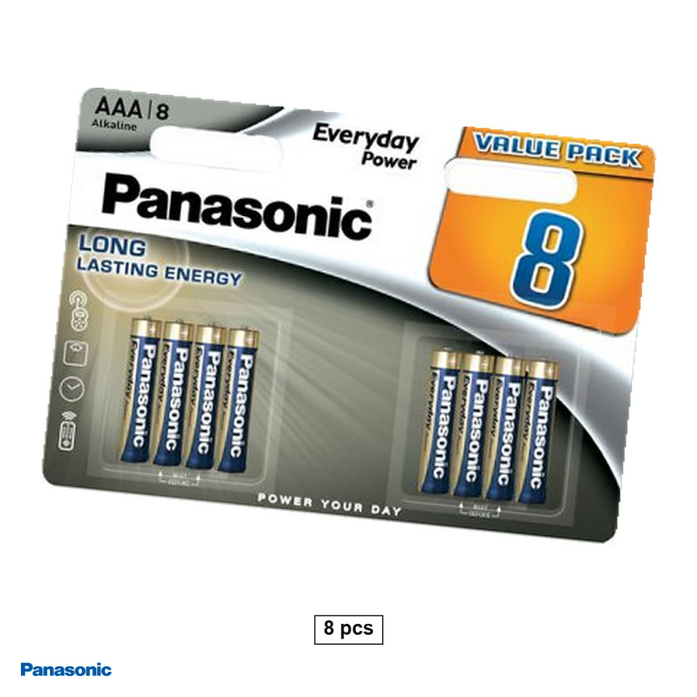 Set 8 baterii alcaline Panasonic Everyday Power AAA LR03, 1.5 V, 10.5 x 44.5 mm, in blister [1]