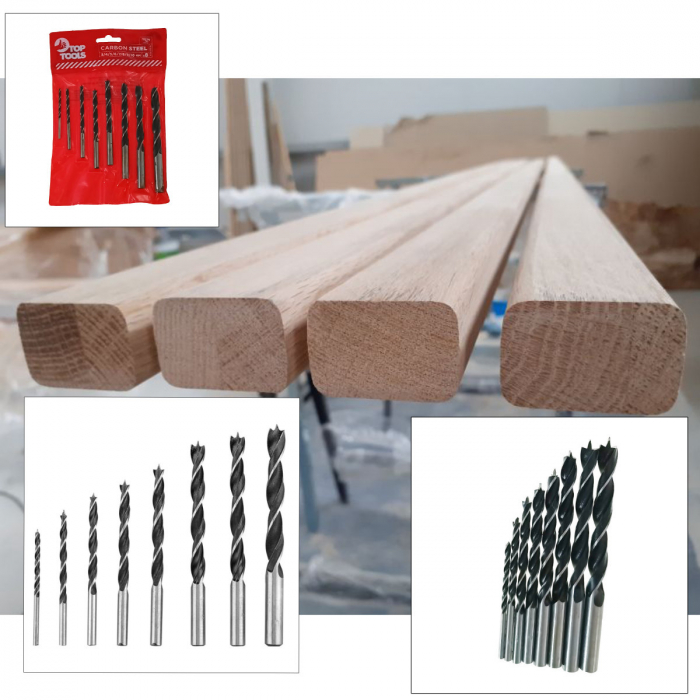 Set 8 burghie, pentru lemn, Top Tools 60H808, mandrina standard, 3-10 mm, negre [5]