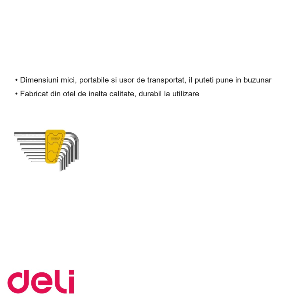 Set 8 chei imbus cap sferic Deli, otel inalta calitate, portabil, pentru suruburi metrice [3]