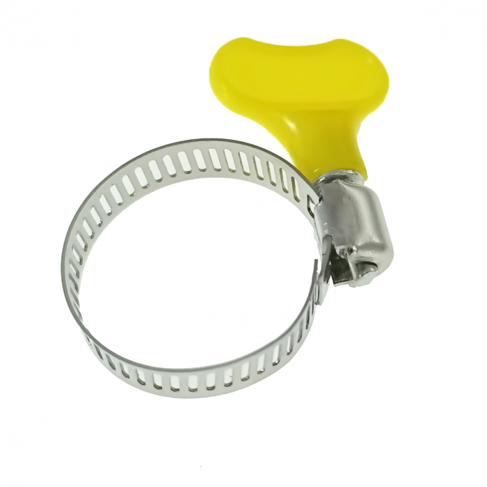Set 8 cleme fixare metalice cu maner, 4 marimi, pentru tevi si furtun, reglabile, galbene [4]