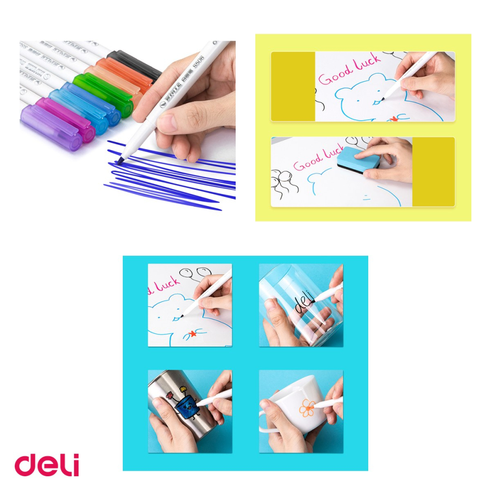 Set 8 markere whiteboard Deli Slim, varf 2 mm, 8 culori [4]