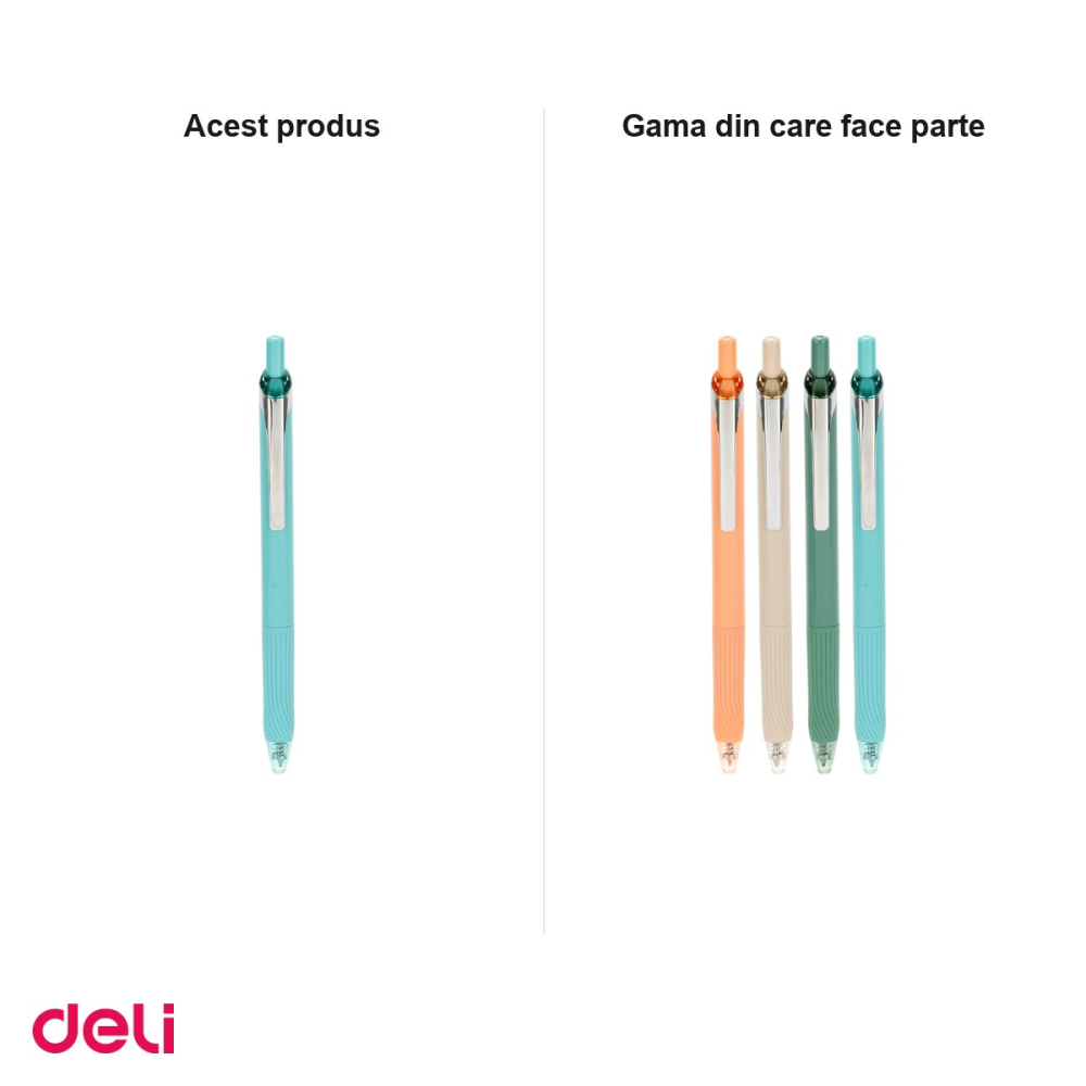 Set 8 pixuri cu gel Deli, cu mecanism, varf 0.7 mm, cerneala neagra [5]