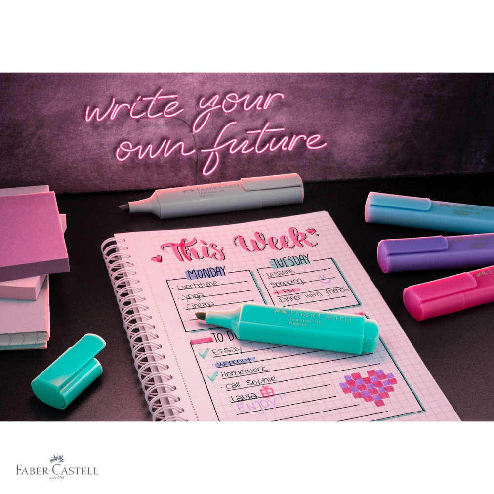 Set 8 textmarkere pastel Faber-Castell, varf tesit 3 grosimi, cerneala pe baza de apa [4]