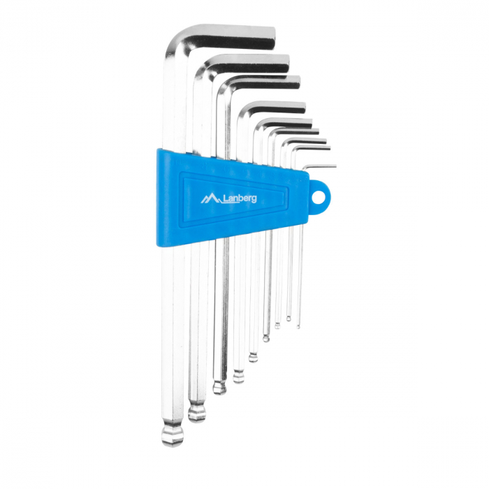 Set 9 chei hexagonale ''Allen'' tip imbus, Lanberg 41976, cu capat sferic, 1.5 / 2 / 2.5 / 3 / 4 / 5 / 6 / 8 / 10 mm, lungime 75 - 170 mm [2]