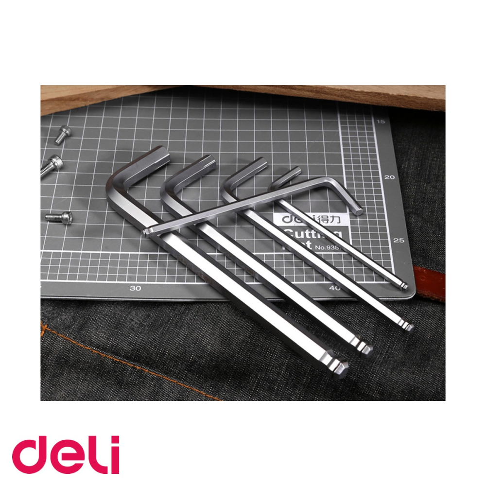 Set 9 chei imbus cap sferic Deli, otel crom vanadiu, dimensiuni 1.5-10 mm, cu suport organizator [4]