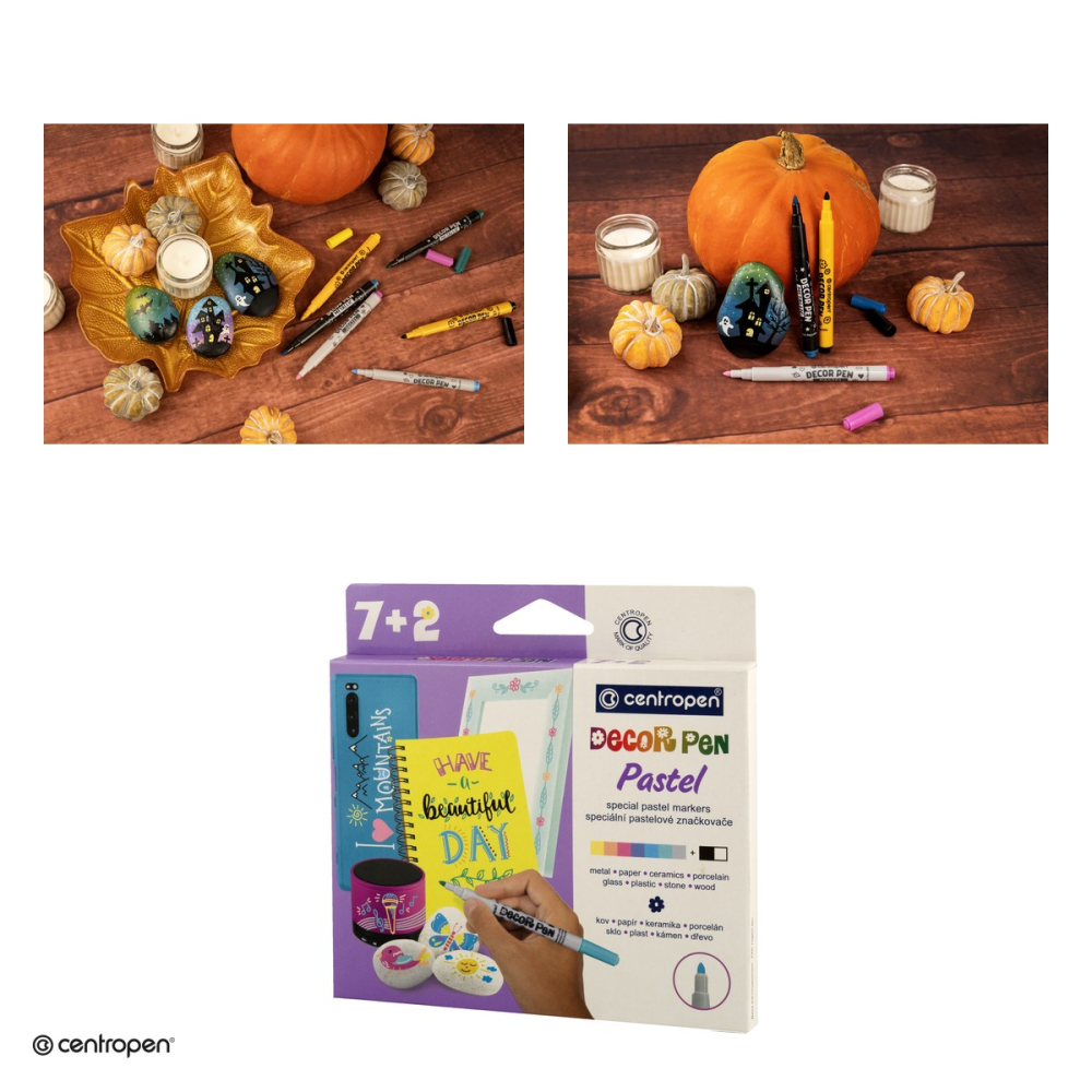 Set 9 markere decorative Centropen 2738 Decor Pen Slim, varf rotund 1.5 mm, culori standard si pastel [4]