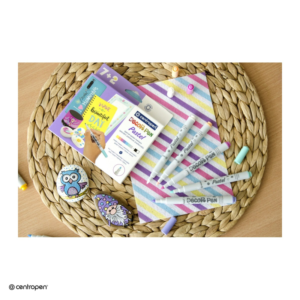 Set 9 markere decorative Centropen 2738 Decor Pen Slim, varf rotund 1.5 mm, culori standard si pastel [5]