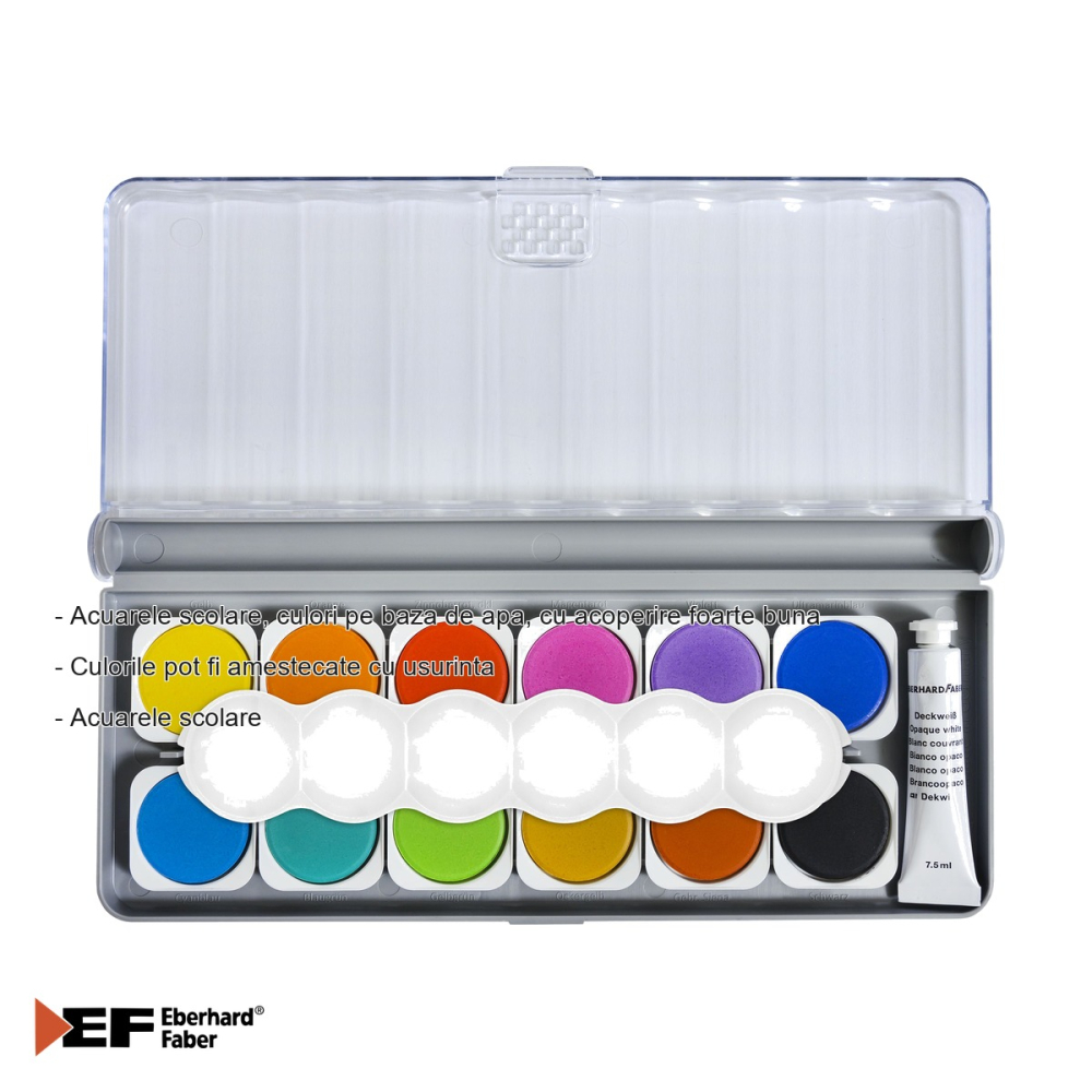 ACUARELE 12 CULORI DETASABILE + PALETA+TUB ALB EBERHARD FABER [2]