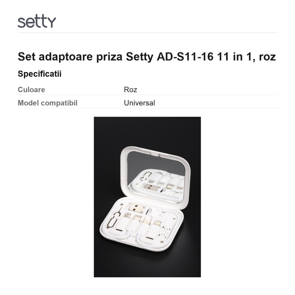 Set adaptoare priza Setty AD-S11-16 11 in 1, roz [3]