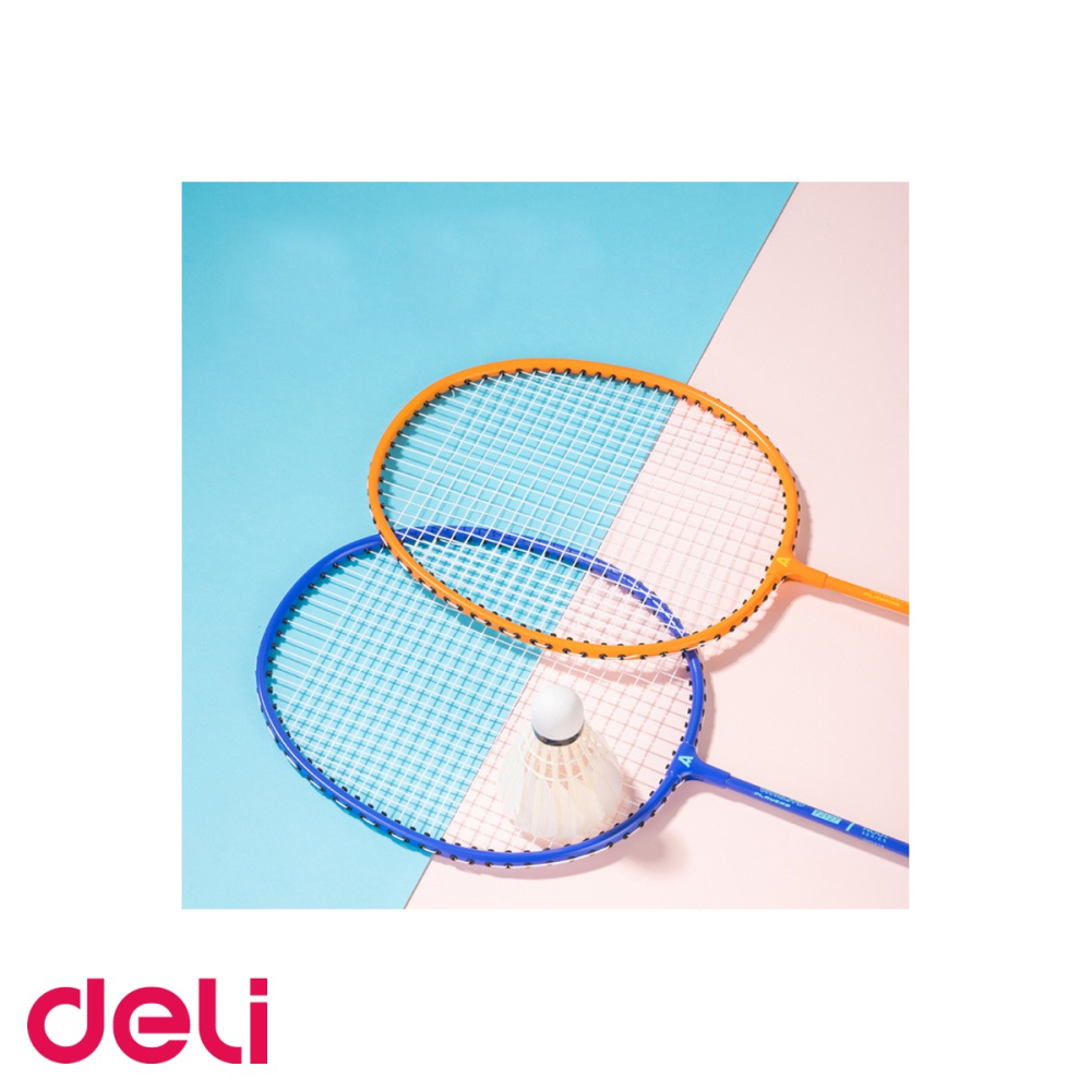 Set badminton Deli, 2 rachete cu maner antiderapant si 3 fluturasi, pentru copii, interior si exterior [4]