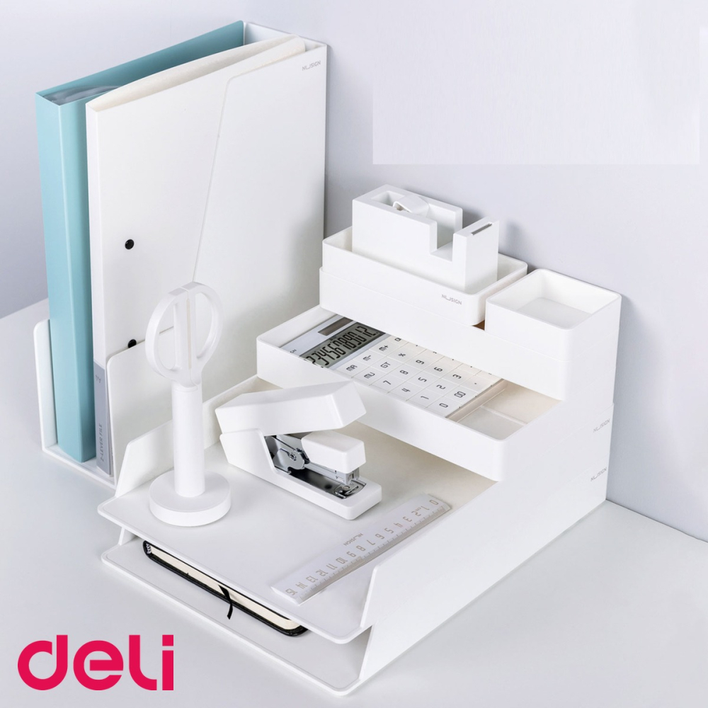Set birou premium 14 piese Deli NuSign, organizator modular din ABS, pentru birou acasa sau la scoala [4]