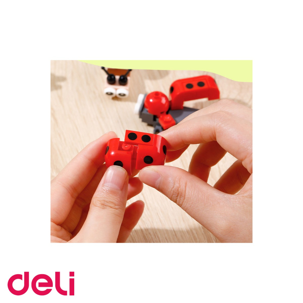 Set blocuri constructie tip Lego Deli, model insecte asortate, jucarie educativa si creativa din plastic pentru copii [4]