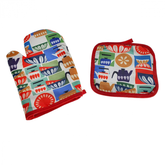 Set bucatarie Flamingo Colors, contine manusa profesionala pentru cuptor si suport oala [4]