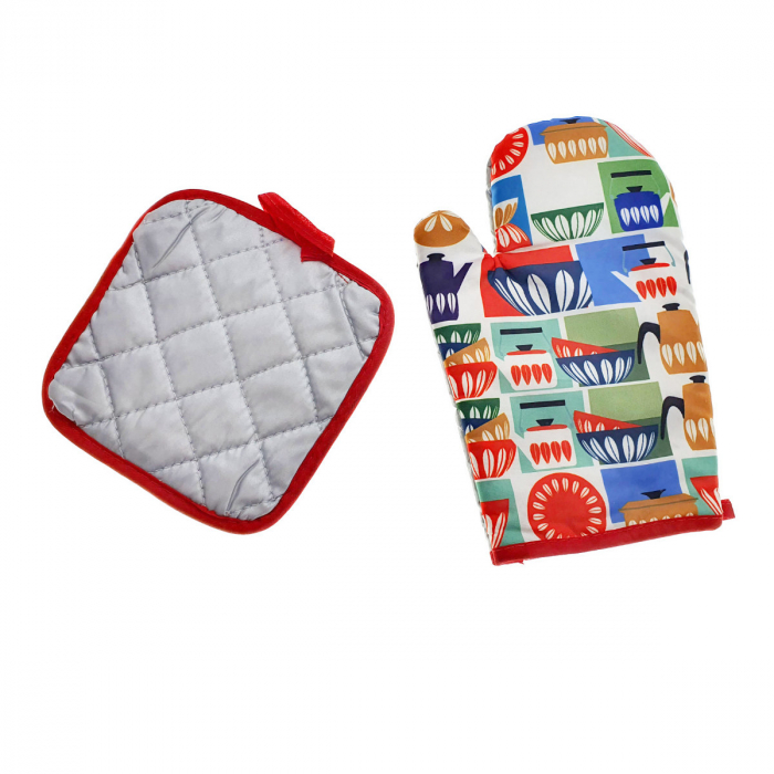 Set bucatarie Flamingo Colors, contine manusa profesionala pentru cuptor si suport oala [3]