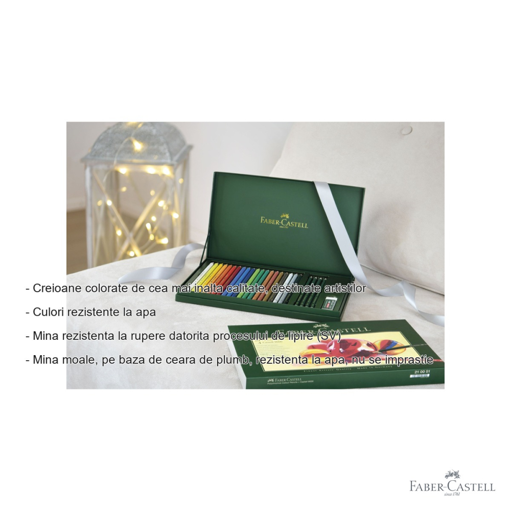 Set cadou 20 creioane colorate Faber-Castell Polychromos + 4 creioane grafit Castell 9000 + accesorii, pentru artisti [2]