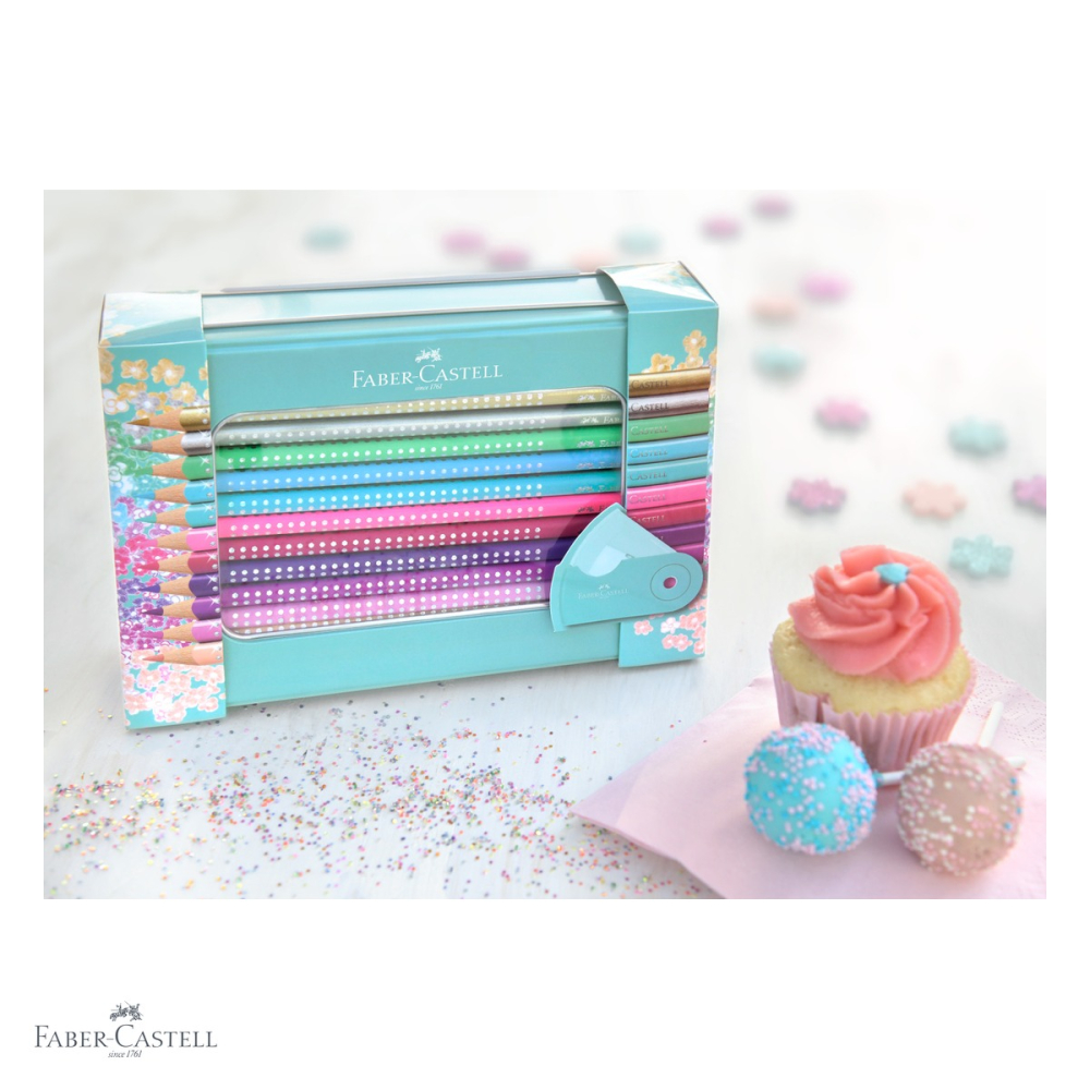 Set cadou 20 creioane colorate Sparkle Faber-Castell cu ascutitoare, pentru fetite [4]