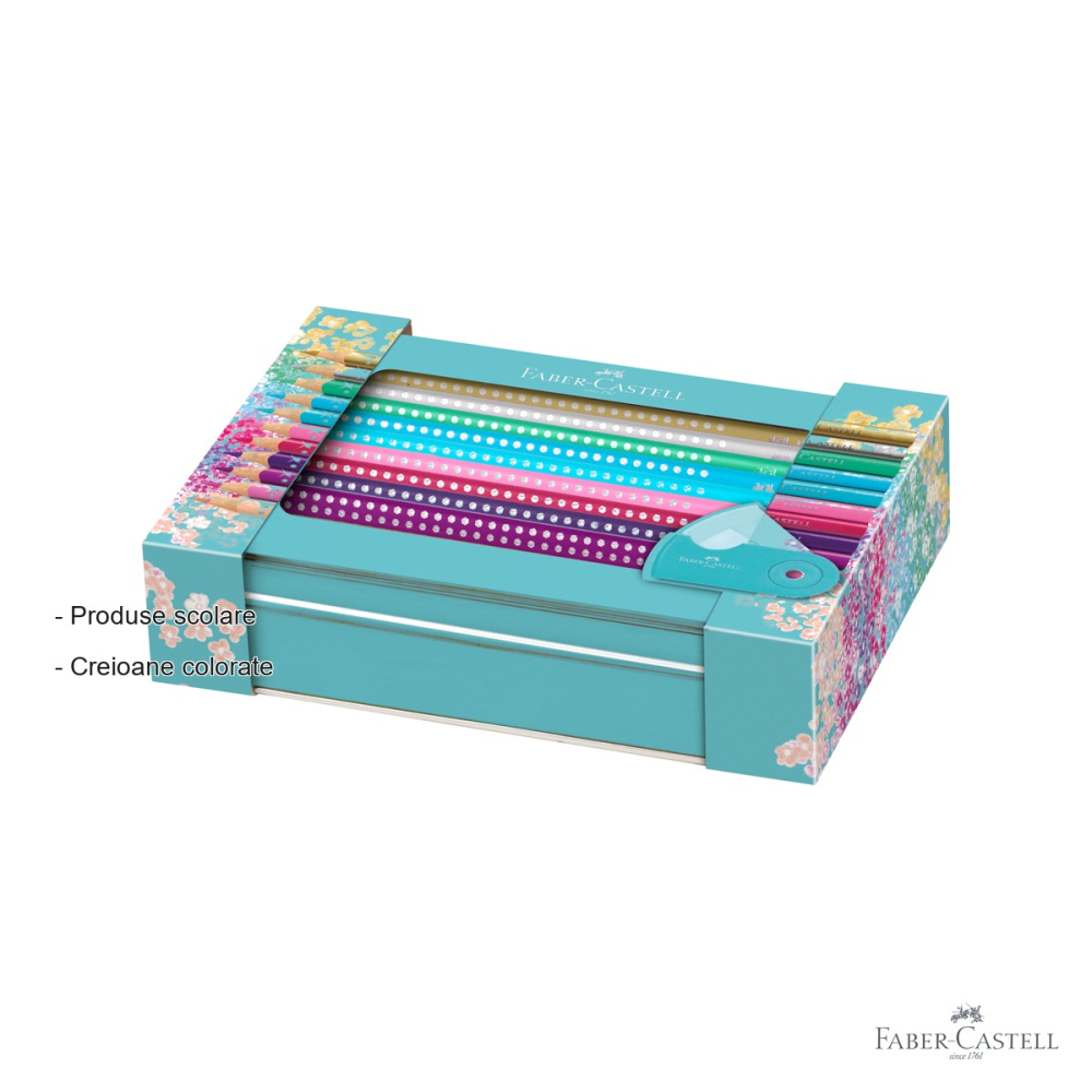 Set cadou 20 creioane colorate Sparkle Faber-Castell cu ascutitoare, pentru fetite [2]