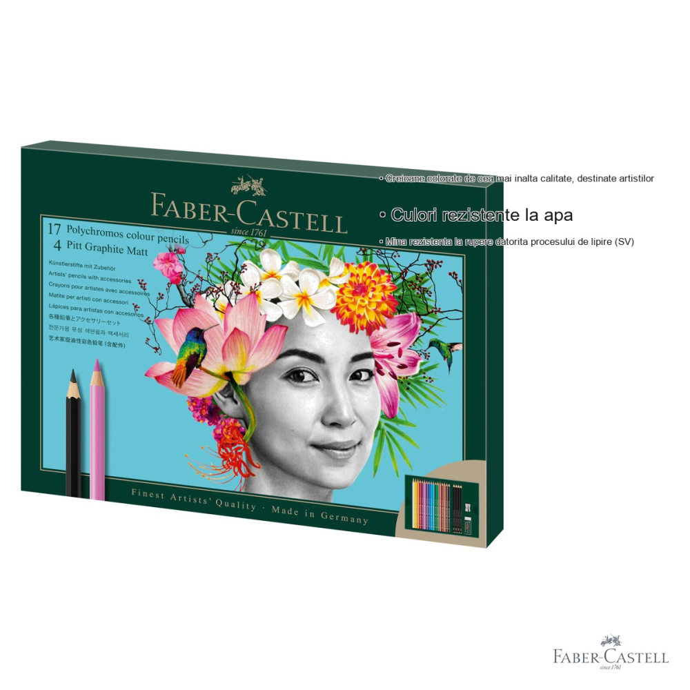 Set cadou 21 creioane Faber-Castell Polychromos + grafit Matt cu accesorii, pentru artisti [3]