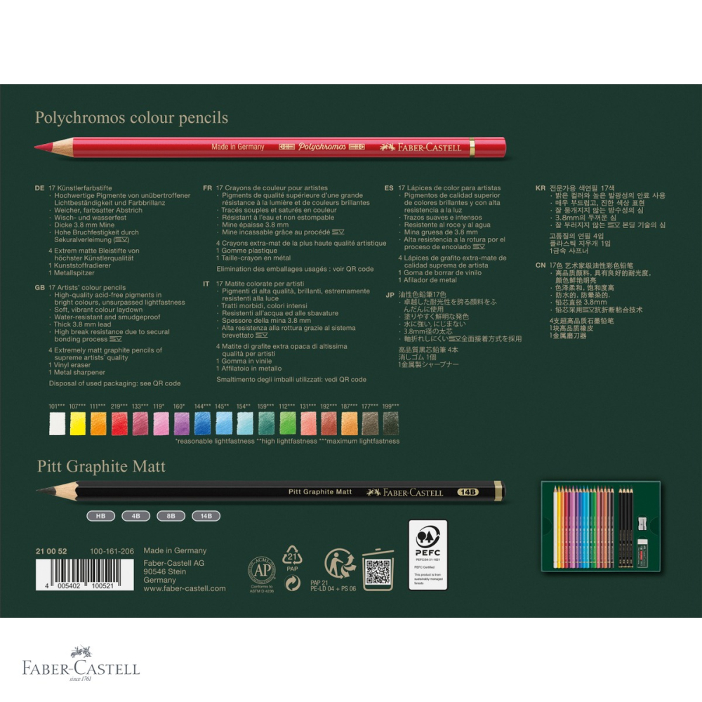 Set cadou 21 creioane Faber-Castell Polychromos + grafit Matt cu accesorii, pentru artisti [4]