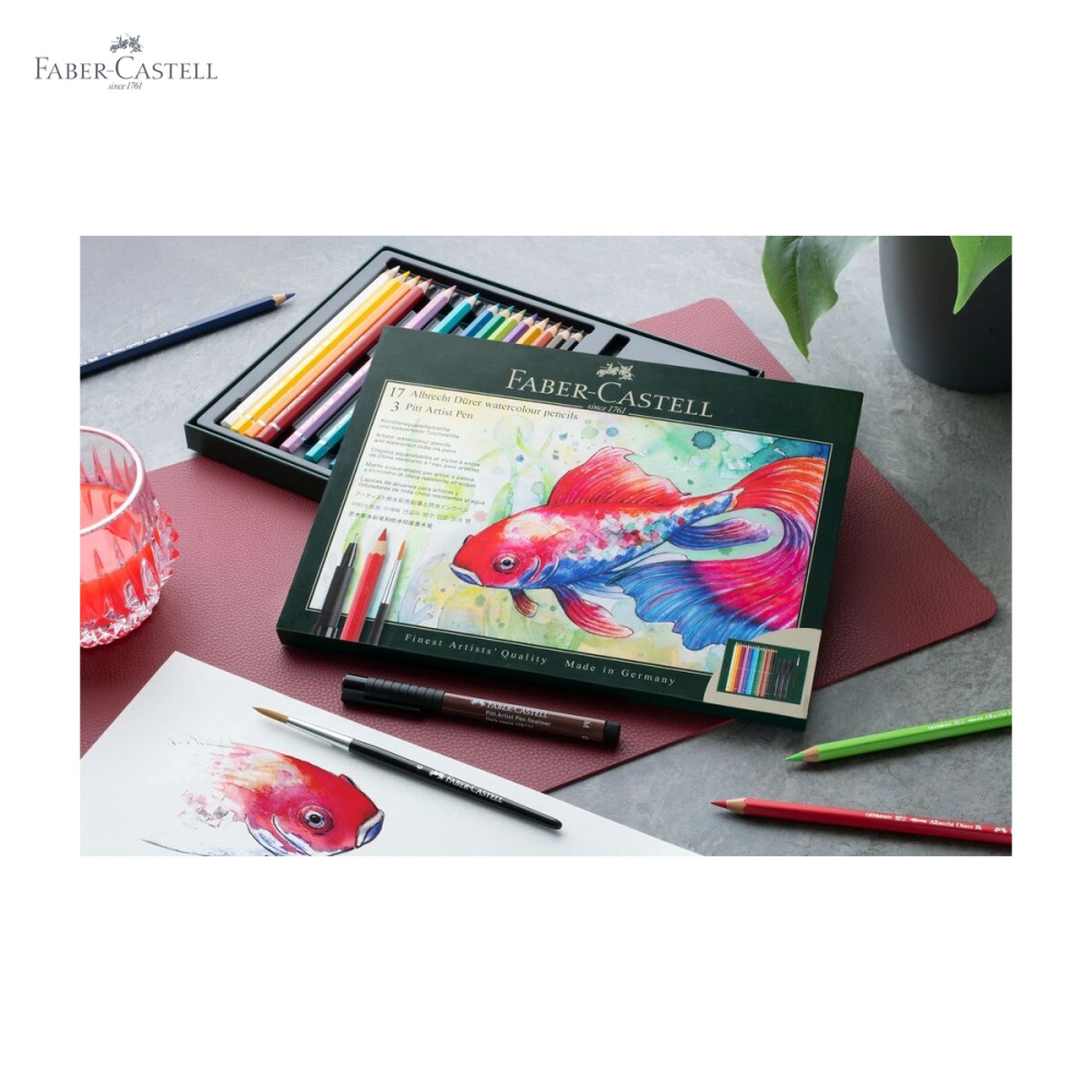 Set cadou creioane colorate acuarela Faber-Castell Albrecht Durer cu markere Pitt si pensula pentru tehnici mixte [5]