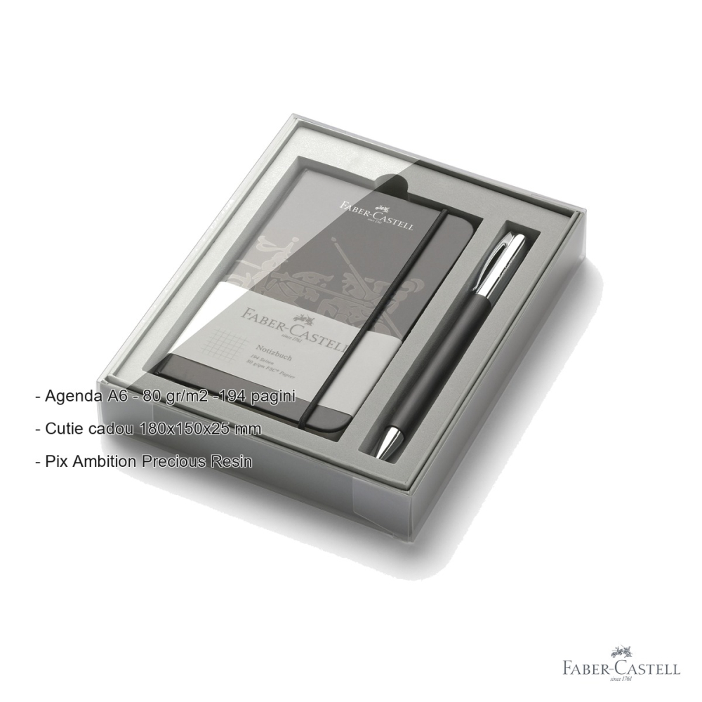 Set cadou pix Faber-Castell Ambition Precious Resin cu agenda A6, instrument de scris premium [2]