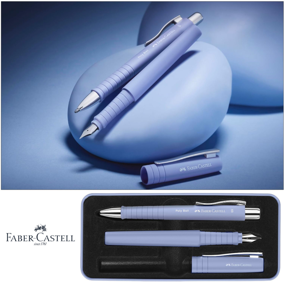 Set Cadou Scriere Poly Faber-Castell Lila/Mov Iris - Stilou Penita B & Pix XB, Grip Triunghiular, in Cutie Eleganta [5]