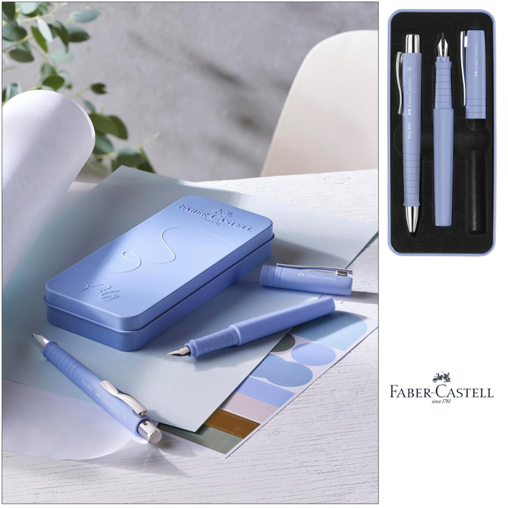 Set Cadou Scriere Poly Faber-Castell Lila/Mov Iris - Stilou Penita B & Pix XB, Grip Triunghiular, in Cutie Eleganta [4]