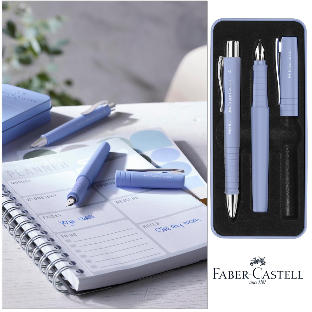 Set Cadou Scriere Poly Faber-Castell Lila/Mov Iris - Stilou Penita B & Pix XB, Grip Triunghiular, in Cutie Eleganta [3]