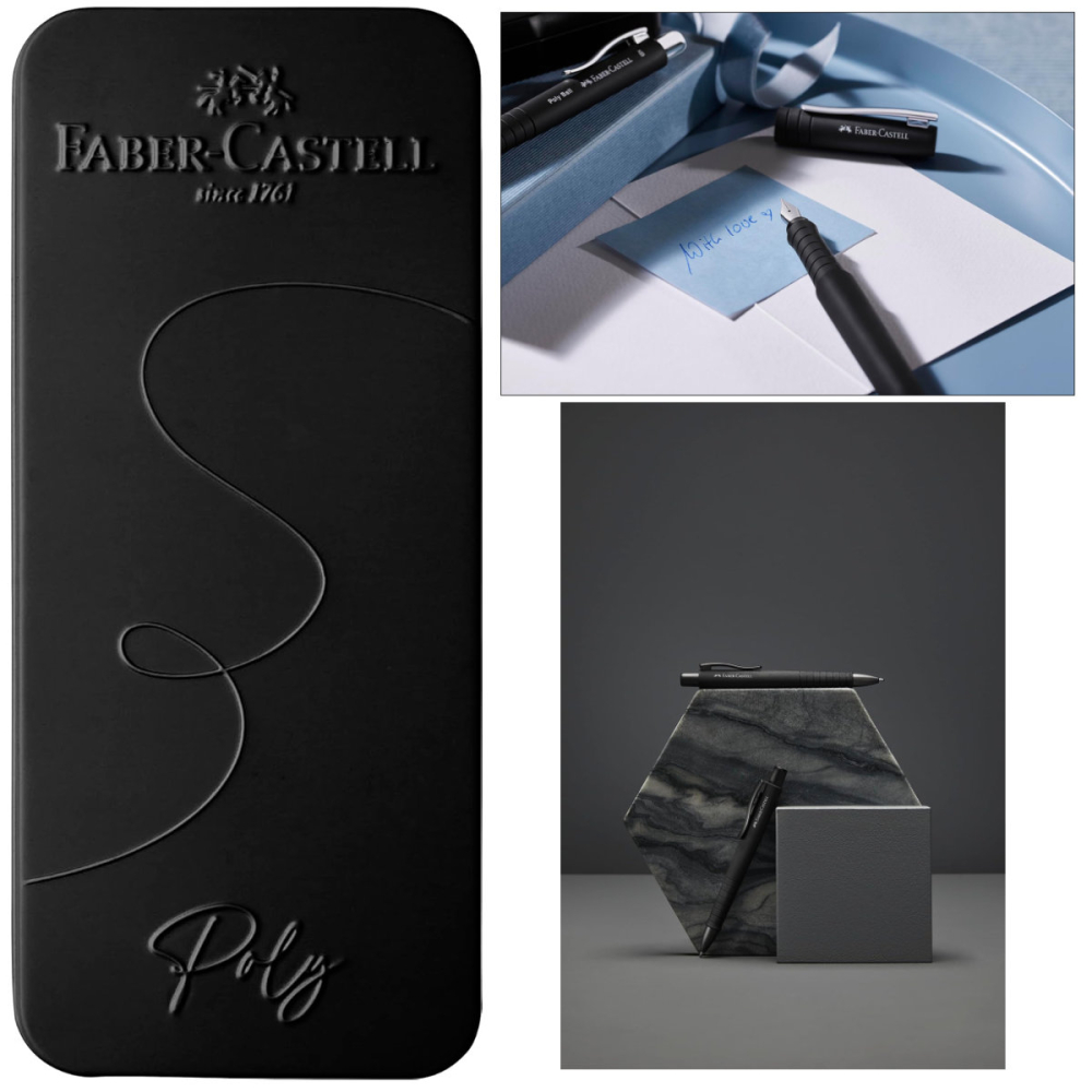 Set Cadou Scriere Poly Faber-Castell Negru - Stilou Penita B & Pix XB, Grip Triunghiular, in Cutie Eleganta [6]