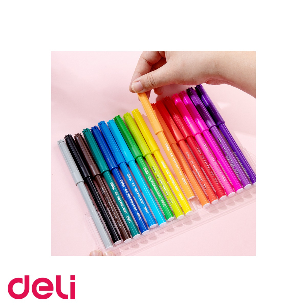 Set carioci Deli, 12 culori intense, lavabile de pe textile, pentru copii [5]