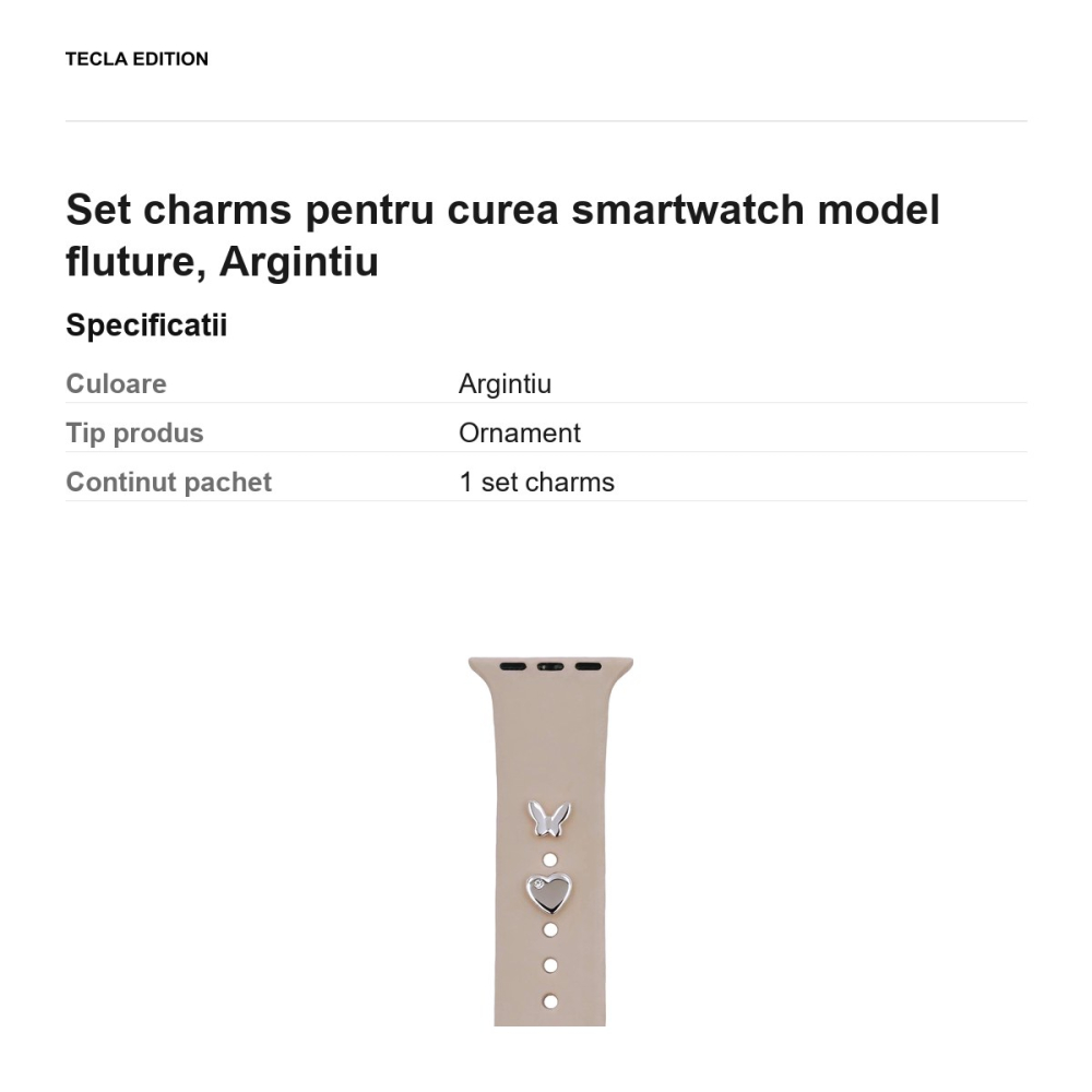Set charms pentru curea smartwatch model fluture, Argintiu [3]