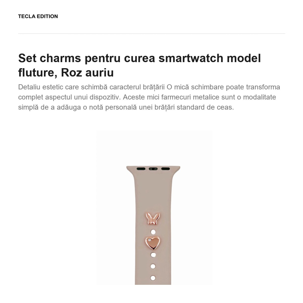 Set charms pentru curea smartwatch model fluture, Roz auriu [2]