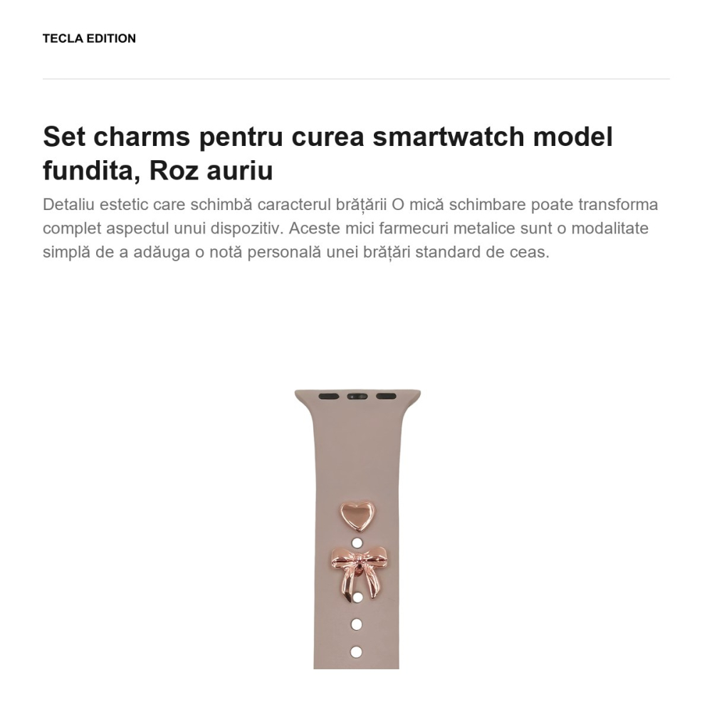 Set charms pentru curea smartwatch model fundita, Roz auriu [2]