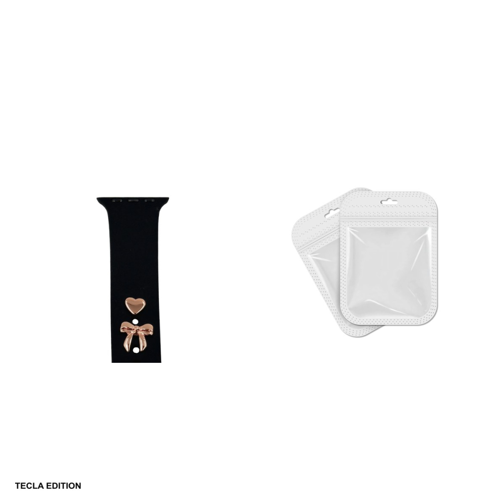 Set charms pentru curea smartwatch model fundita, Roz auriu [4]