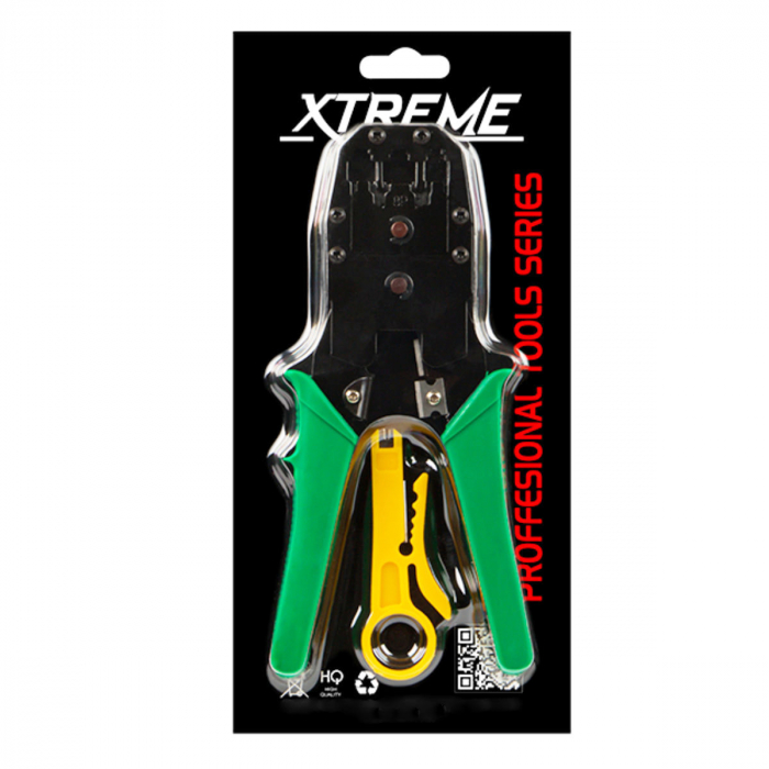 Set cleste de sertizare mufe retea, telefon, si cutter fire, Xtreme HY-200 00583, RJ45/RJ12/RJ11, verde cu negru [5]