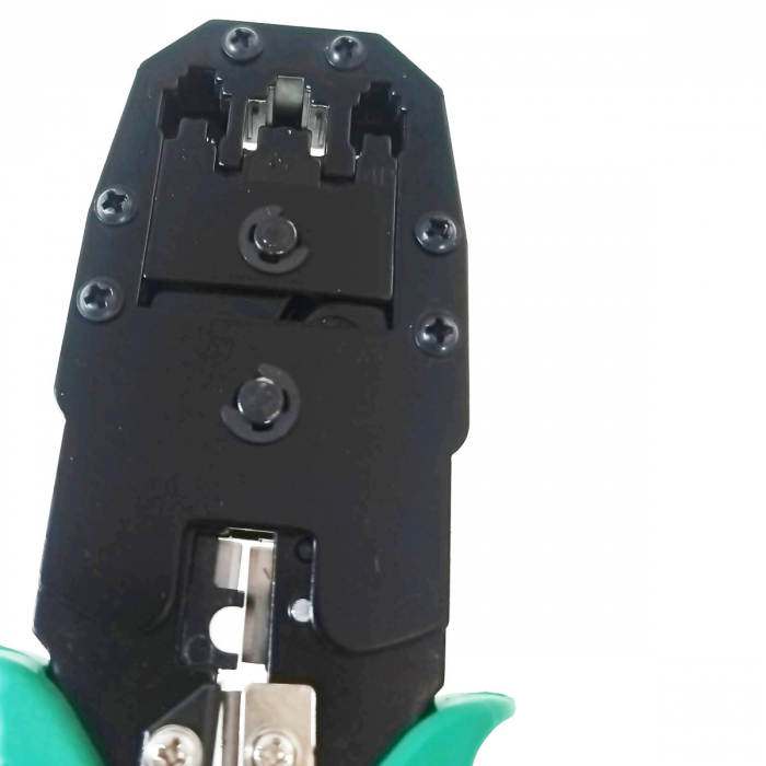 Set cleste de sertizare mufe retea, telefon, si cutter fire, Xtreme HY-200 00583, RJ45/RJ12/RJ11, verde cu negru [3]